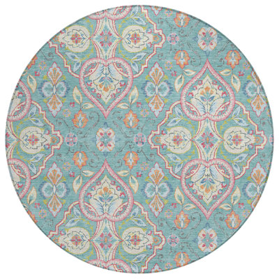 Machine Washable Indoor/Outdoor Husby ACN2207 Bohemian Rug