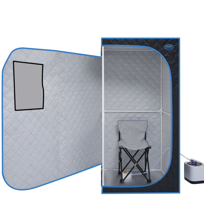 Black Portable Full Size Steam Tent - Personal Home Spa Enjoyment. Comes With Generator, Remote Control, Foldable Chair. Easy To Assemble, Fast Heat. & Ul . Insulating, Waterproof Fabric. 360