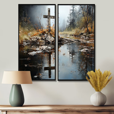 Croix religieuse, reflet divin II - art mural traditionnel