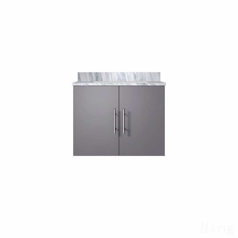 Meuble-lavabo simple l 24 po x P 22 po, comptoir en marbre de Carrare, Gris