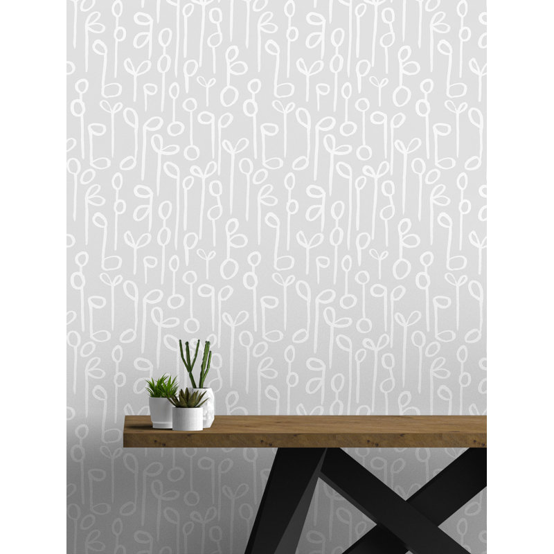 Seedlings 33' L x 20.5" W Wallpaper Roll, Light Gray