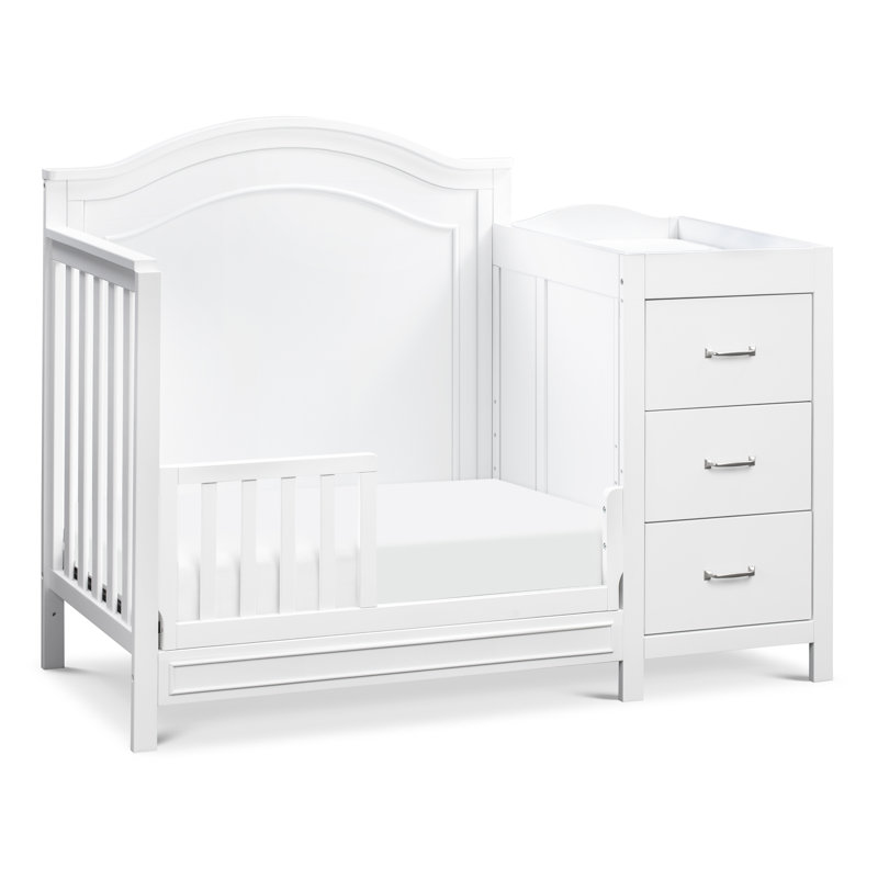 White 4-in-1 Convertible Mini Crib with Changer