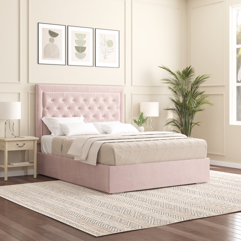 Merissa Upholstered Bed Frame, Pink, Single (3')