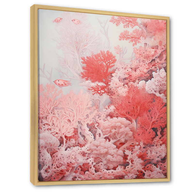 Encre liquide Crimson Coral I - plage et océan, reproduction d'art mural, Cadre naturel flottant