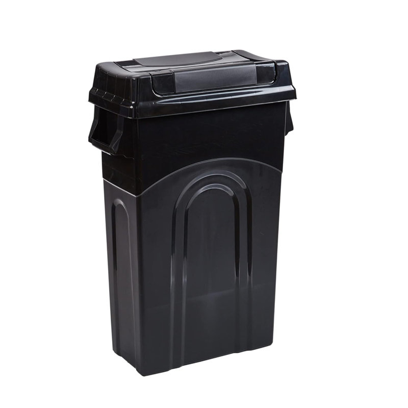 United Solutions 23 Gallon Highboy Waste Containers with Lids, Black
