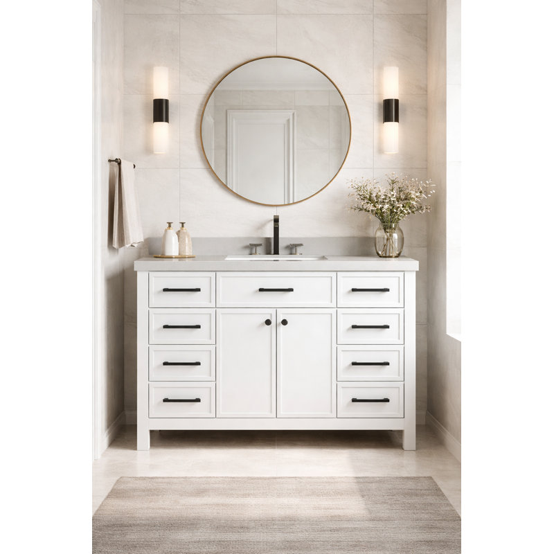  Tango 66-inch Bathroom Vanity with 1.5-inch Pure White Quartz Countertop & Backsplash