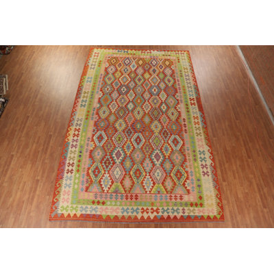 Geometric Kilim Large Wool Rug 10x16