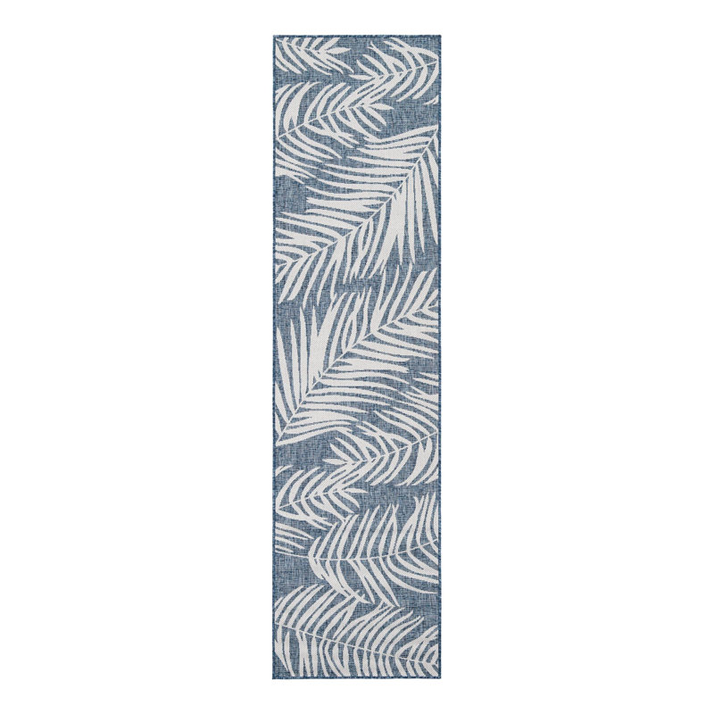 Lorewood Floral Navy Blue/Ivory Indoor/Outdoor Area Rug, Runner 2'7" x 10'