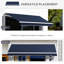 Auvent bleu 10 pi x 8 pi - rétractable et à eau - avec cadre en aluminium et manivelle manuelle pour patio, balcon, cour