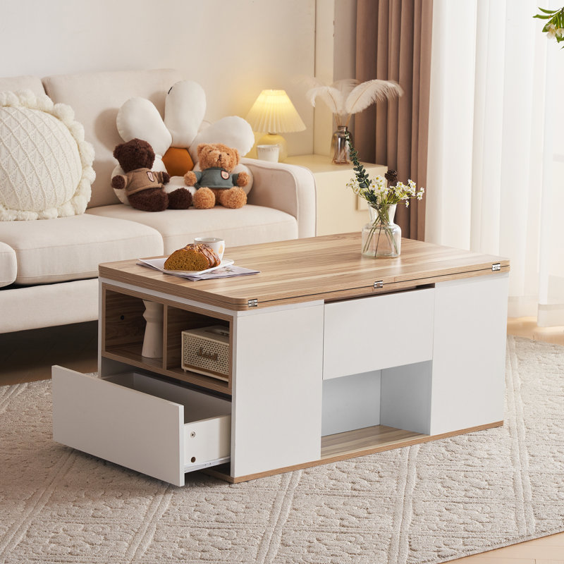 Lift Top Block Coffee Table with Storage