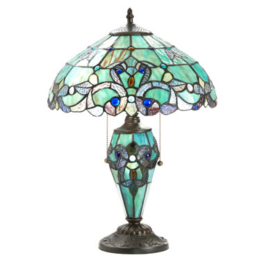 Cristal 20"H Magna Carta-Stained Glass Double Lit Table Lamp