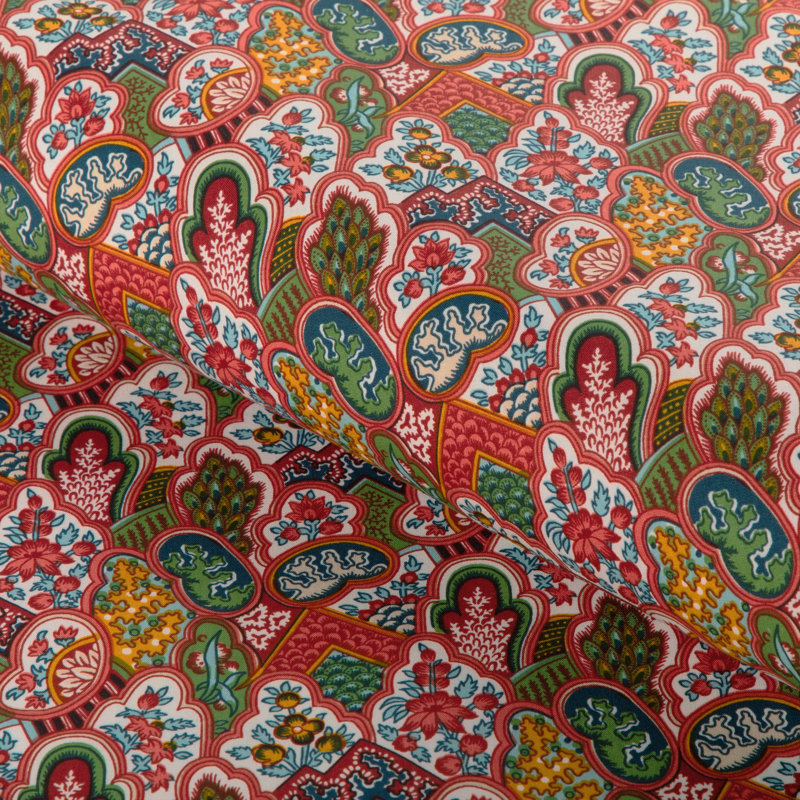 La Menagerie Villandry Print 100% Cotton Fabric, Red