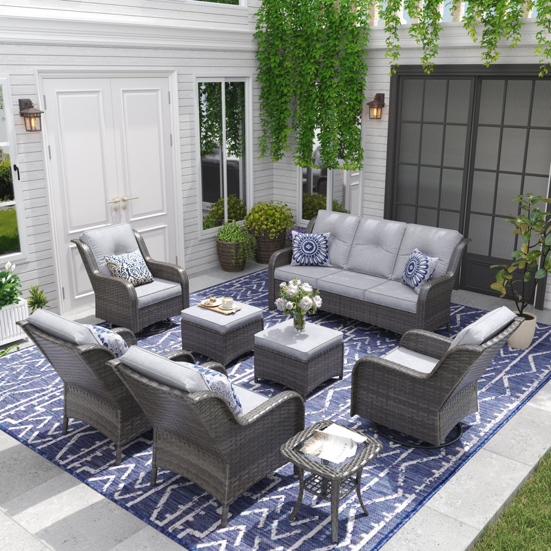 Pe Wicker Outdoor Conversation Sets, Gray Cushion/Gray Frame