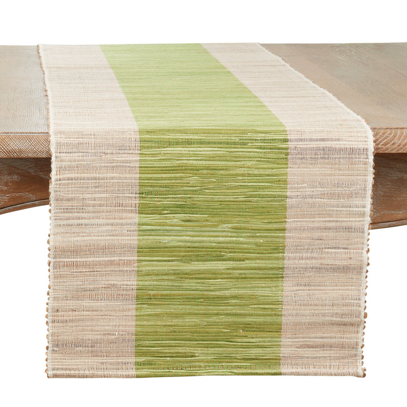 Doody Water Hyacinth Banded Table Runner, Green