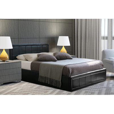 Anishia Upholstered Faux Leather Lift Up Storage Bed