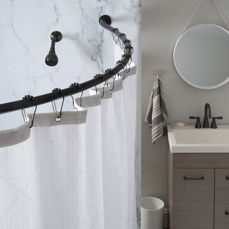 Matte Black Curved Wall Mounted Shower Rod 72"