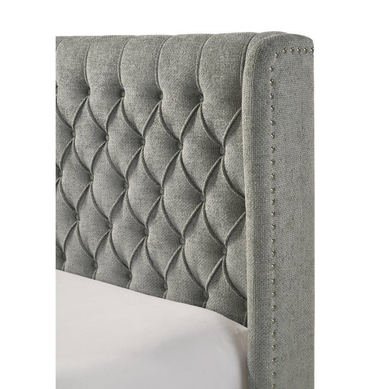 Tête de lit tapissier 1pc, gris, Très grand lit