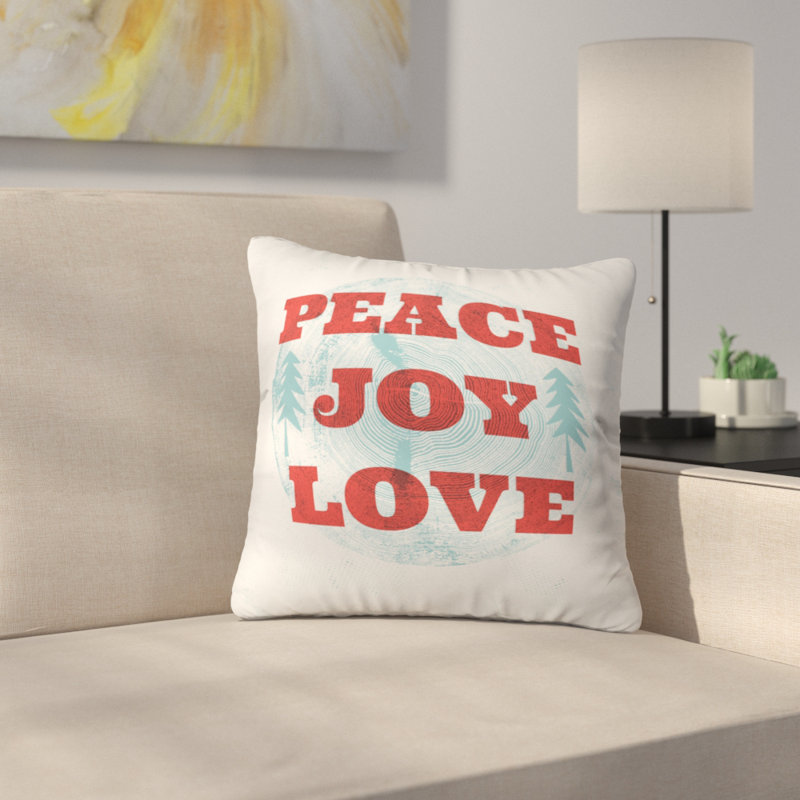 Coussin décoratif heather dutton paix love woodcut, 18 po x 18 po