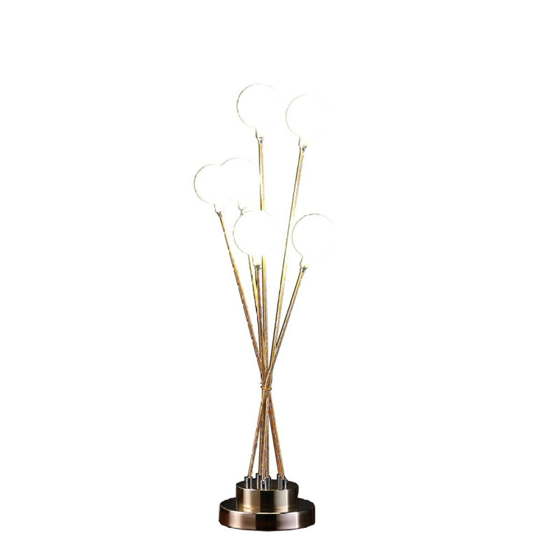 Lampe de table sphérique en aluminium et or jaune 27,5 "à 6 lumières DEL Aluminun, Jaune