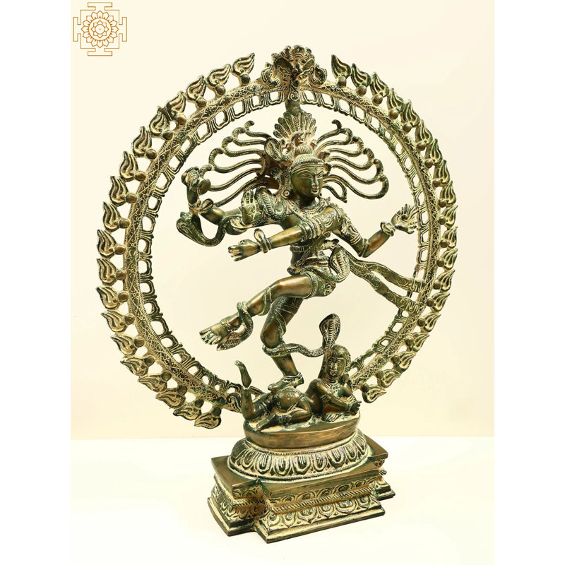 20" Brass Nataraja Statue – Handcrafted Dancing Lord Shiva Bronze Idol for Spiritual Home Altar & Artistic Décor
