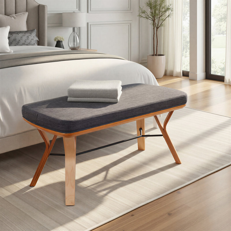 Banc rembourré Fayette, Gris anthracite / brun, Natural