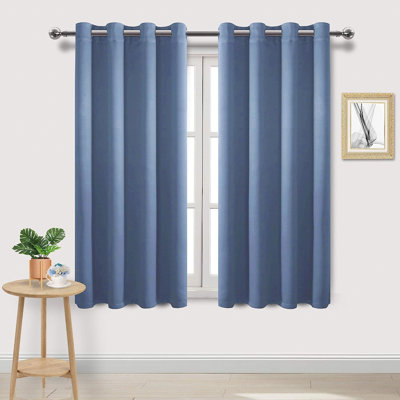 2 Thick Panels Room Darkening Blackout Curtains, Thermal Insulated Block Out Light Grommet Drapes