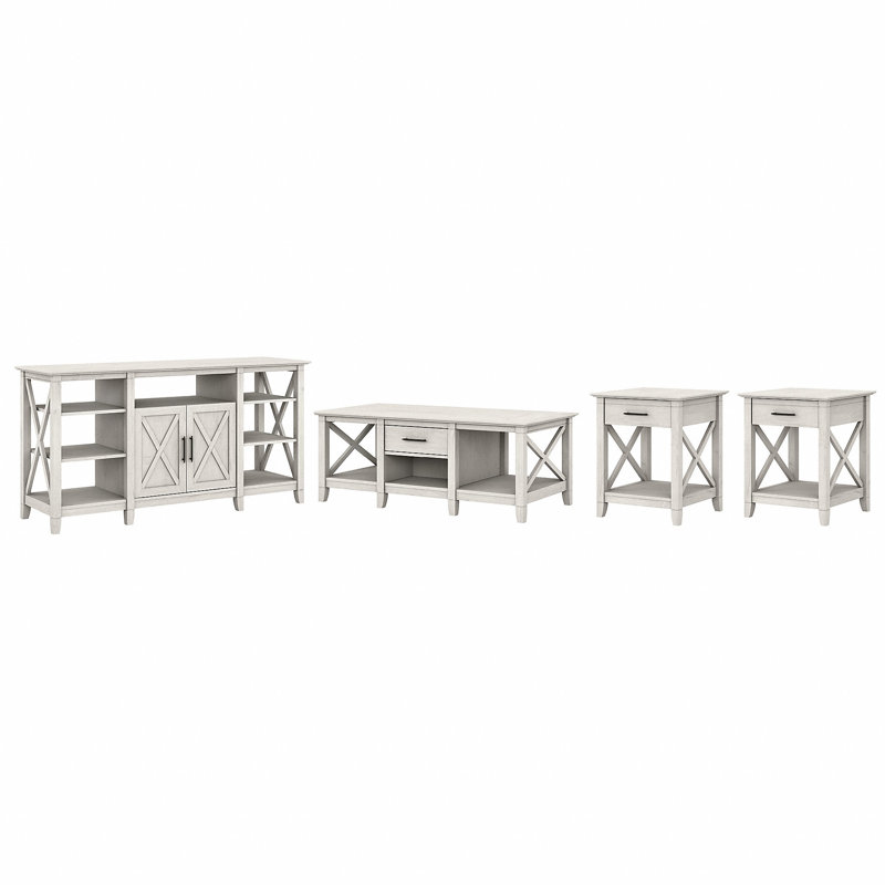 Ensemble de tables basses 4 pièces Huckins, Lin chêne blanc