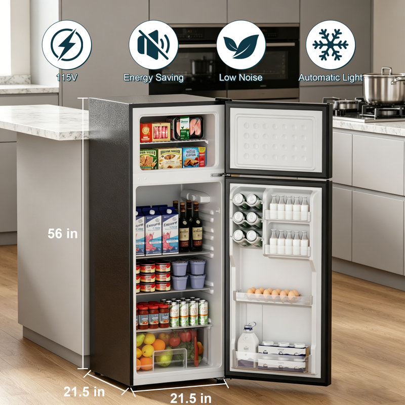 BANGSON 7.7 Cu.Ft, 2 Doors Apartment Size Fridge with Top Freezer, Silver