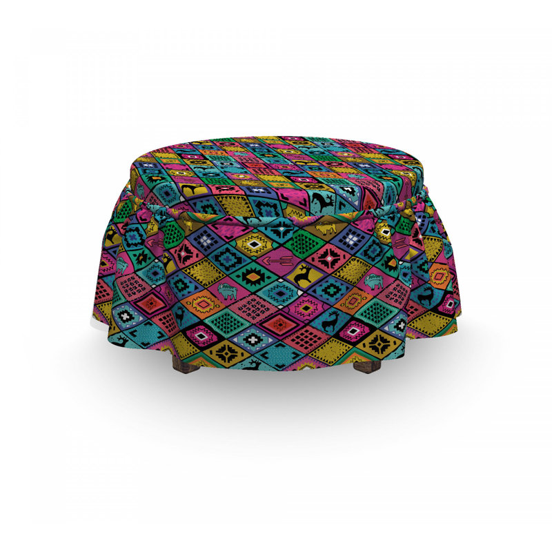 Housse pour repose-pieds patchwork boho