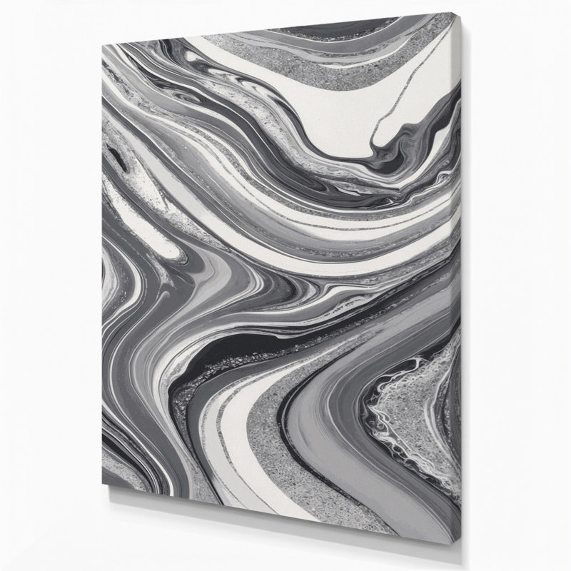 Abstrait art fluide sur toile grise 99, H 20 po x l 16 po