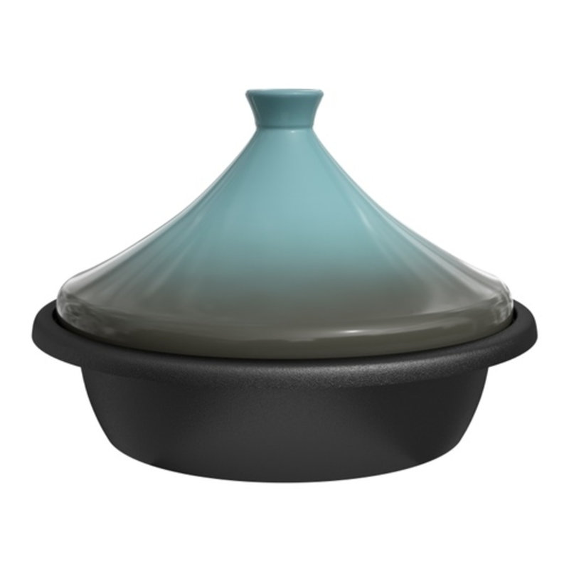 Stone Blue Enameled Cast Iron Moroccan Tagine, 3.3 Qt