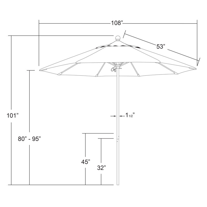 9 pi. Parasol commercial en fibre de verre pour parasol en oléfine, Performance citron