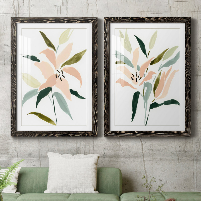 «Lily Abstracted I», ensemble de 2 reproductions d'art sur papier encadrées, H 43,5 po x l 31,5 po x P 1 po