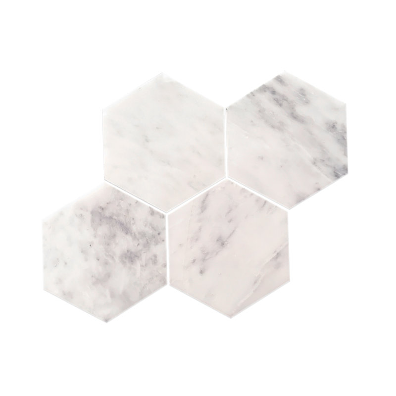12" x 12" Marble Honeycomb Mosaic Wall & Floor Tile, White/Gray