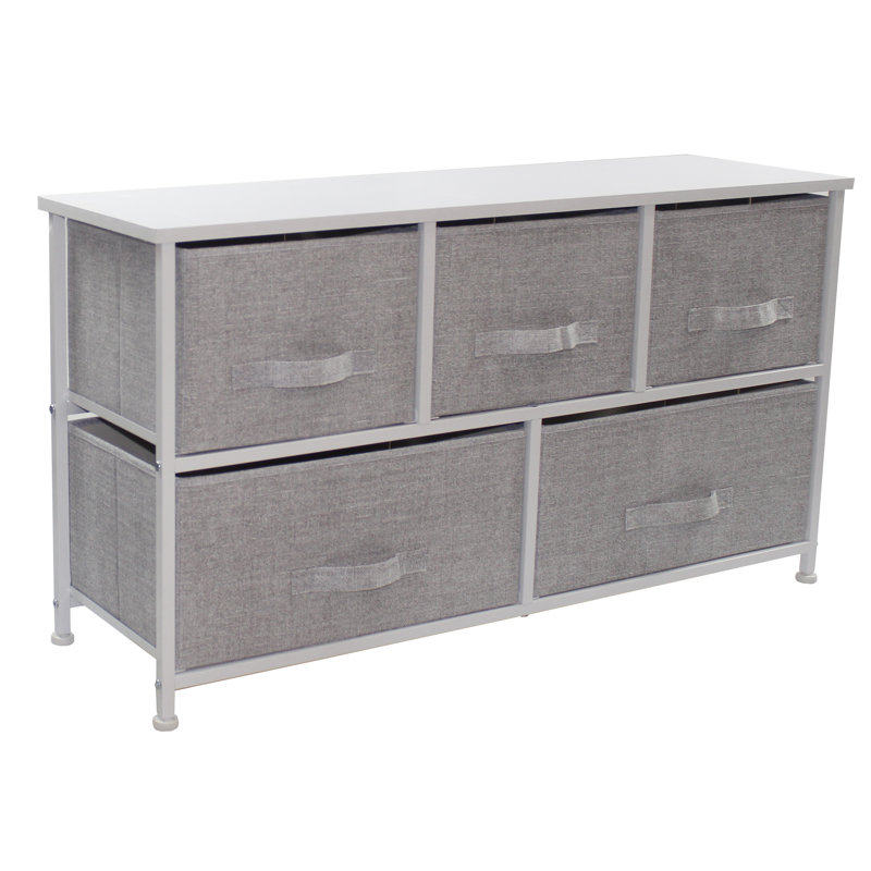 Commode à 5 tiroirs avec cubes de rangement, Blanc