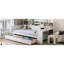 Lit en bois blanc antique avec rangement et bureau d'étude-283583232