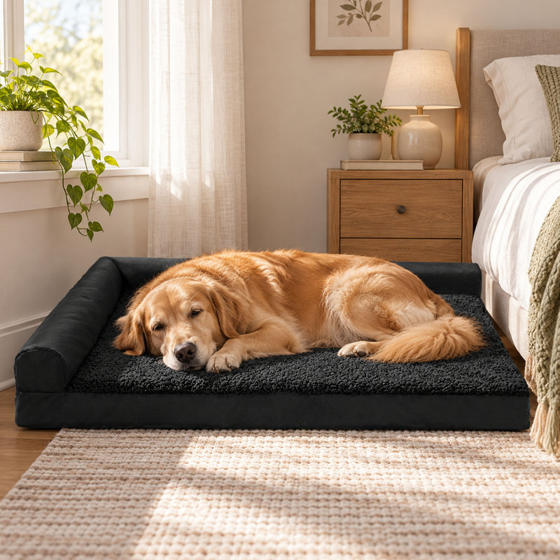 Canapé-lit orthopédique pour chien 91 x 61 cm avec housse imperméable lavable