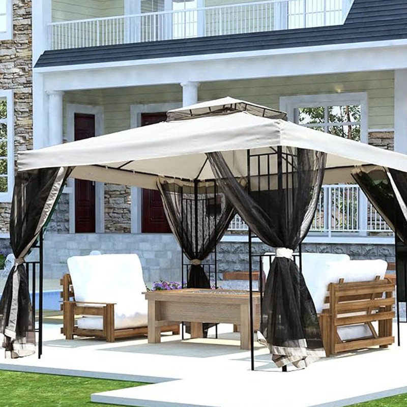 Spacious Outdoor Gazebo Clearance with Outside Mosquito Netting for Garden, with Sturdy and Durable Construction, Beige