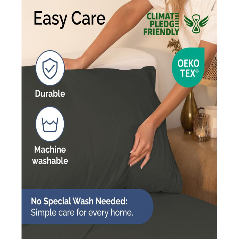 Charcoal Queen Size Deep Pocket Microfiber Bed Sheet Set