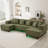 Modern U-Shaped Sectional Sofa 130" Sectional Sofa Upholstered Sofa With RGB LED Light Strip And 6 Pillows For Living Room-1005841356