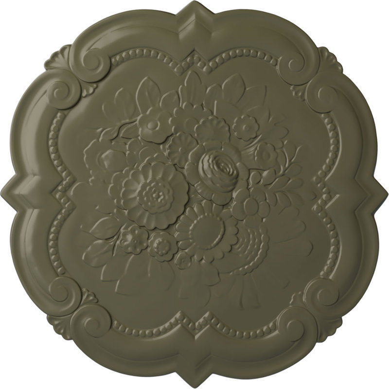 Médaillon de plafond victorien H 24 3/8 po x l 24 3/8 po x P 1 po, Tortue peinte