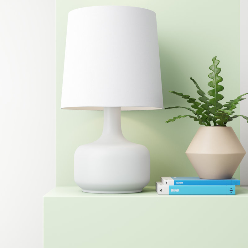 Lampe de chevet 17 po Dedrek, Blanc lustré