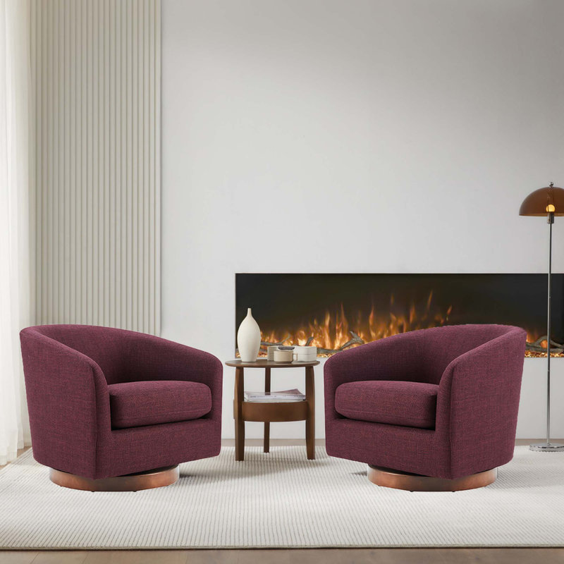 Fauteuil demi-tonneau pivotant Bennett (ensemble de 2), Luna merlot texturé