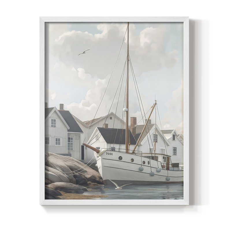 Fisherman's Way III, reproduction encadrée - bois massif, H 11 po x l 9 po, Blanc