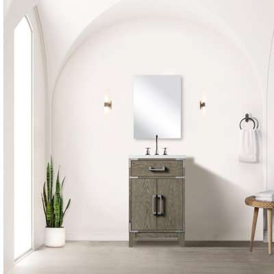 Meuble-lavabo en chêne brun avec comptoir en acrylique - 20 po L 18 po x P 18 po inclus