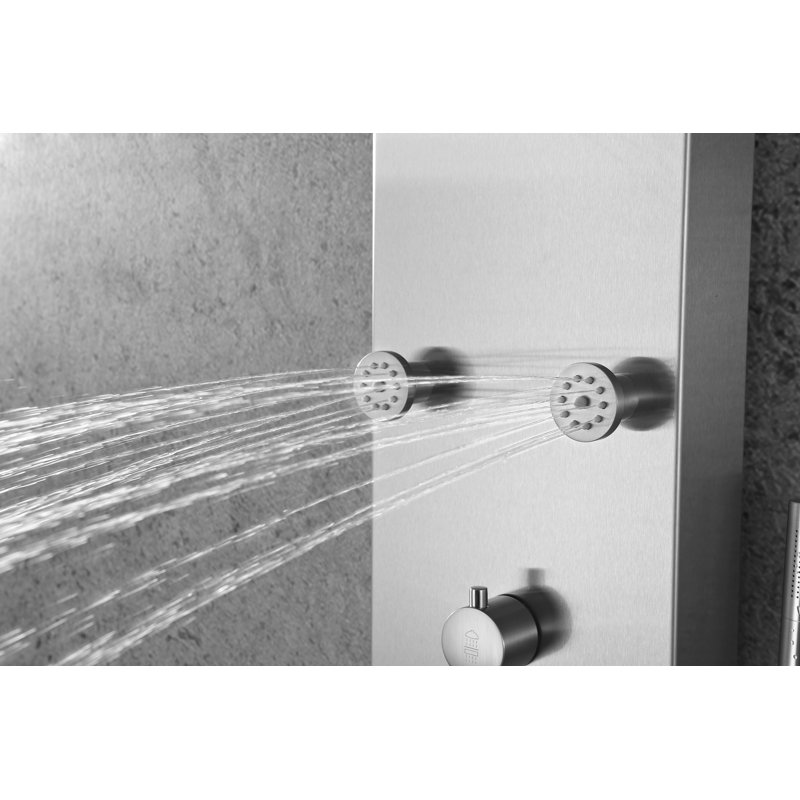 Fontan Brushed Steel 64" Shower Panel with Rainfall Head