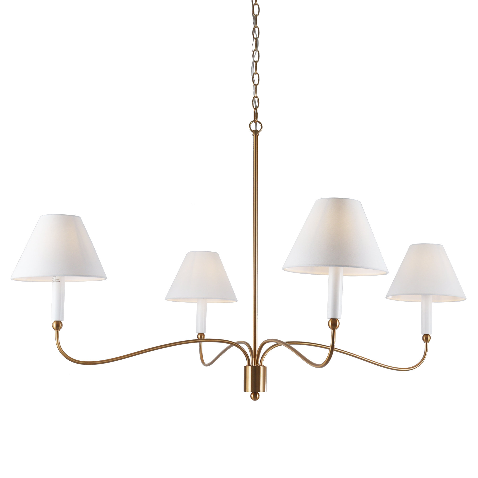 4-Light Dimmable Classic / Traditional Fabric chandelier, Polished Brass