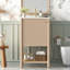 Ensemble de meuble-lavabo simple autoportant de 20 pouces avec lavabo en céramique et porte à fermeture douce, style français pour un décor de salle de bain élégant
