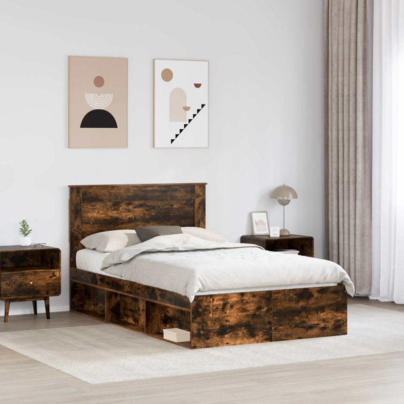 Solid Wood Bed, Smoked Oak, Double (4'6)