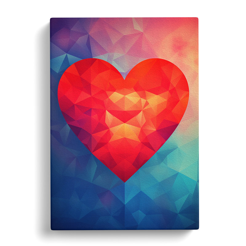 Love Heart Geometric - Wrapped Canvas, 60cm H x 40cm W x 3cm D